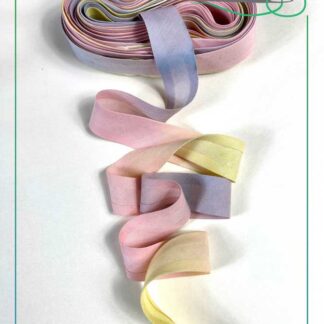 Rainbow hand dyed cotton bias binding tape. Pastel colours 4.2 continuous metres.